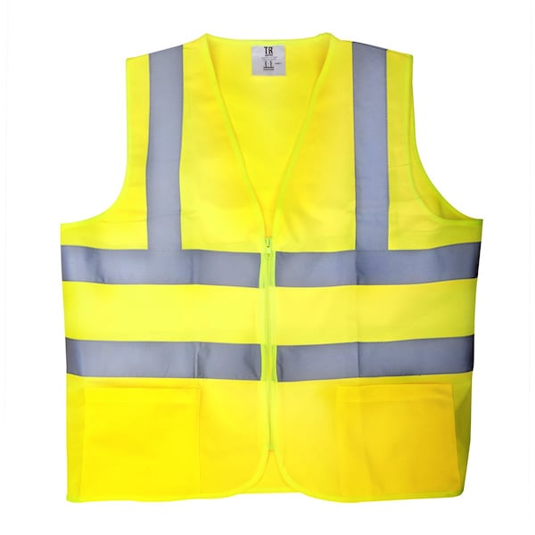 Tr Industrial Yellow Knitted Safety Vest, Size 4XL, 2Pocket